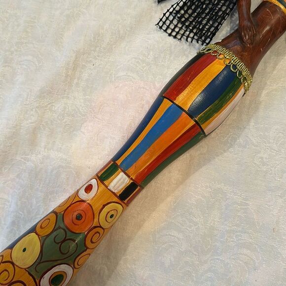Handcrafted Colorful Wooden African Figurine - Picture 3 of 10